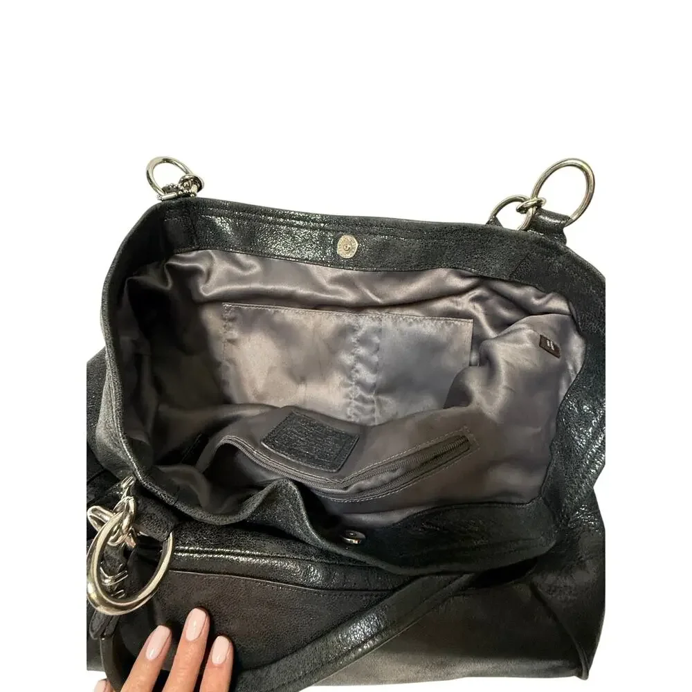 Coach Black Metallic Kristin Pinnacle Leather Classic Tote